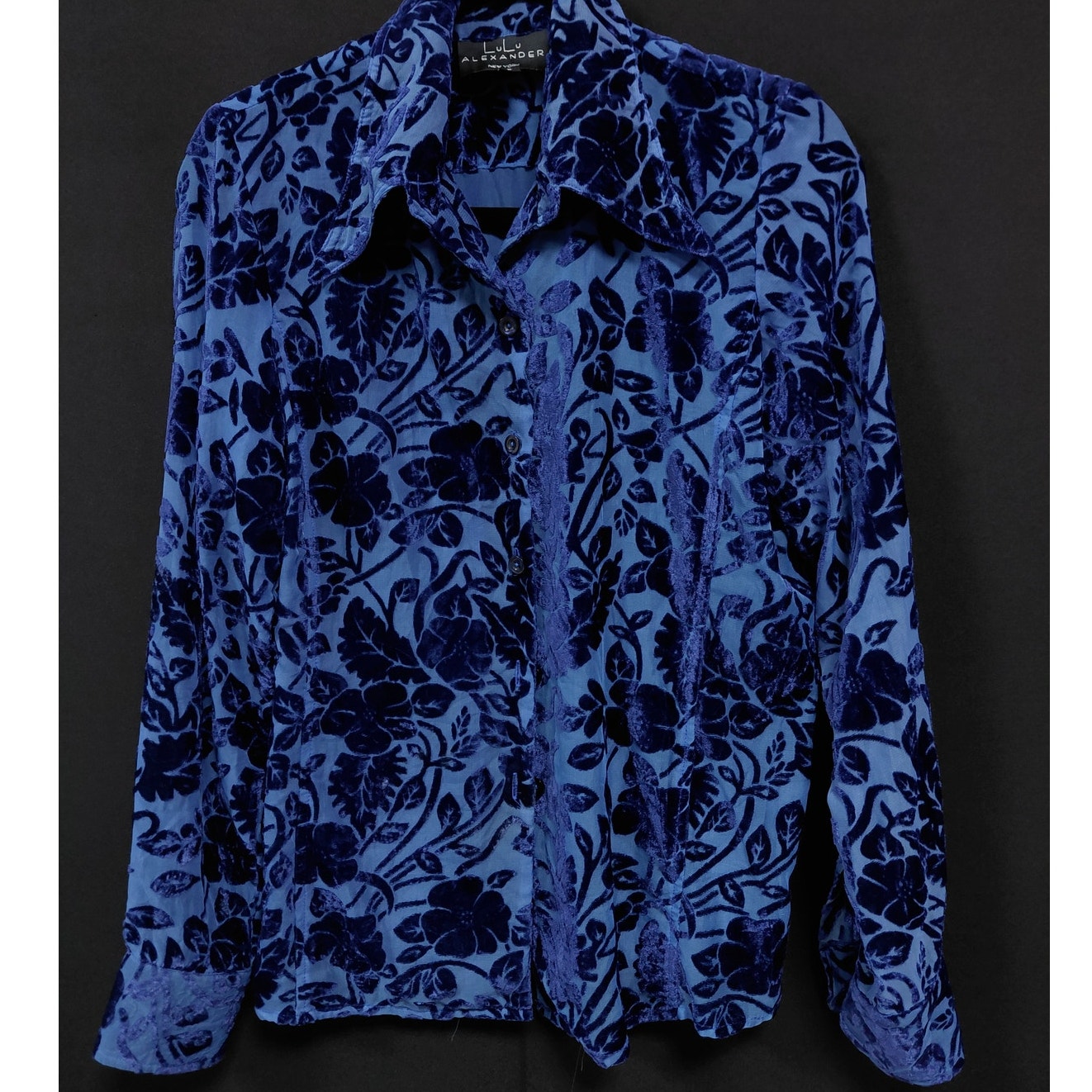 Lulu Alexander New York Silk Floral Velvet Blouse Women Size 6